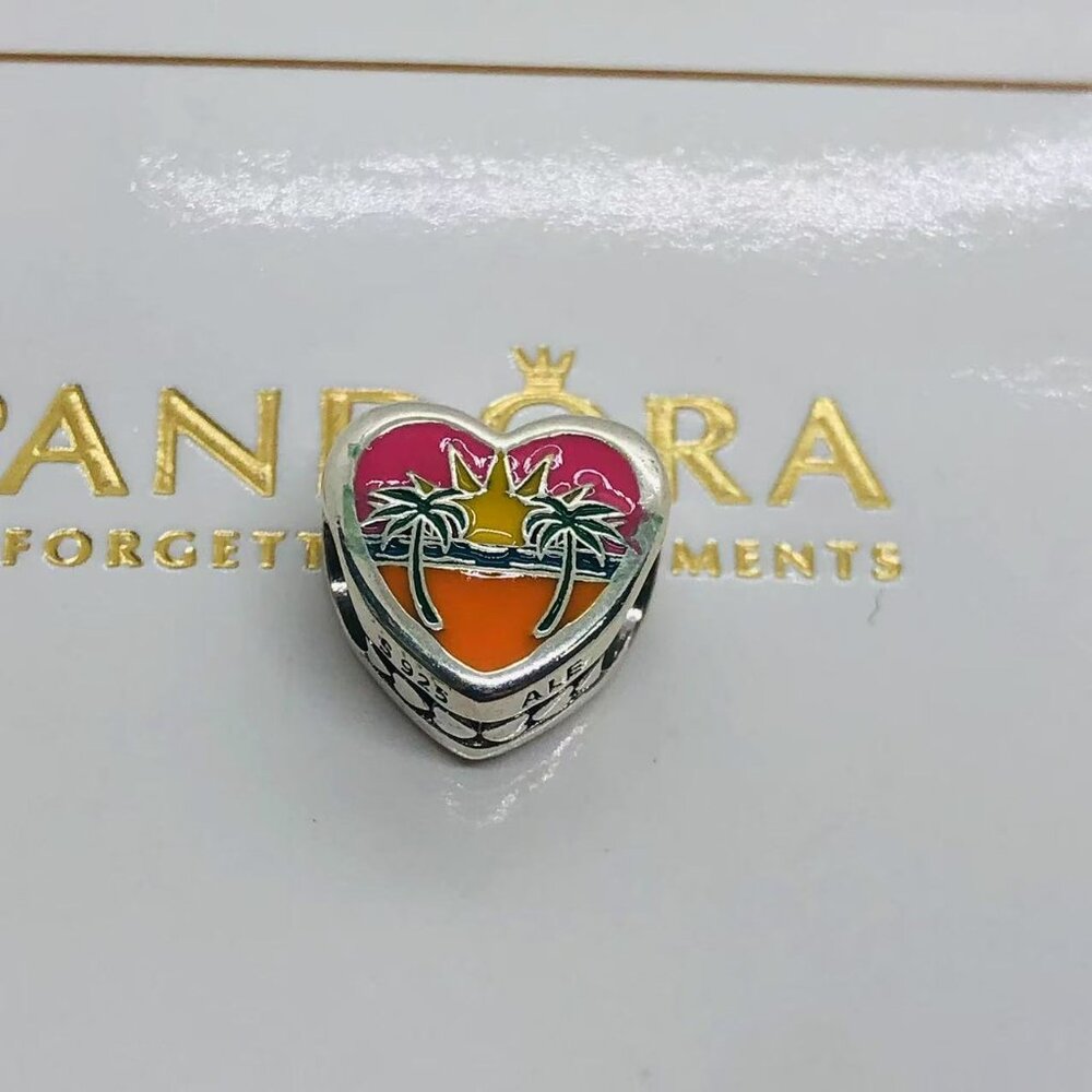 🌞📖 Pandora Fort Myers Florida heart charm S925 Silver with box